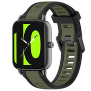 For Xiaomi Haylou RS4 LS12 22mm Two Color Textured Silicone Watch Band(Green+Black)