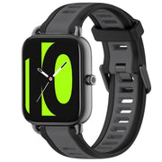 For Xiaomi Haylou RS4 LS12 22mm Two Color Textured Silicone Watch Band(Grey+Black)