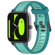 For Xiaomi Haylou RS4 LS12 22mm Two Color Textured Silicone Watch Band(Teal)