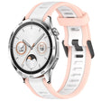 For Huawei Watch GT4 46mm 22mm Two Color Textured Silicone Watch Band(White+Pink) - Watch Bands by PMC TechLife | Online Shopping South Africa | PMC TechLife