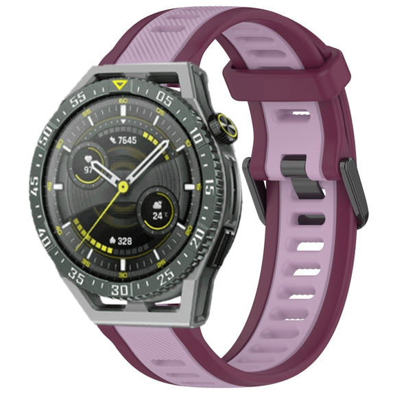 For Huawei Watch GT3 SE 22mm Two Color Textured Silicone Watch Band(Purple)