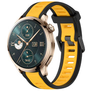 For Honor Watch 4 Pro 22mm Two Color Textured Silicone Watch Band(Yellow+Black)