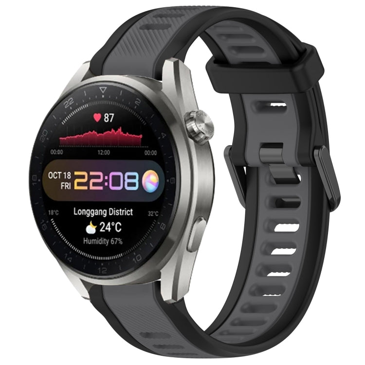 For Huawei Watch 3 Pro New 22mm Two Color Textured Silicone Watch Band(Grey+Black)
