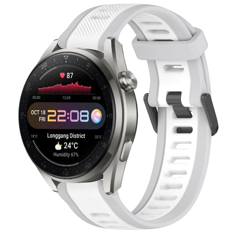 For Huawei Watch 3 Pro New 22mm Two Color Textured Silicone Watch Band(White+Grey)