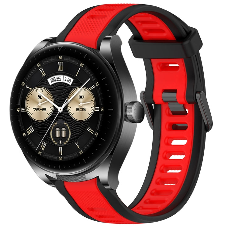 For Huawei Watch Buds 22mm Two Color Textured Silicone Watch Band(Red+Black)