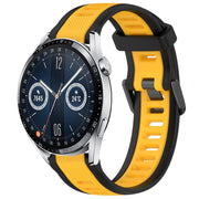 For Huawei Watch GT3 46mm 22mm Two Color Textured Silicone Watch Band(Yellow+Black)