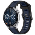 For Huawei Watch GT3 46mm 22mm Two Color Textured Silicone Watch Band(Midnight Blue+Black) - free shipping - PMC TechLife - Order now!