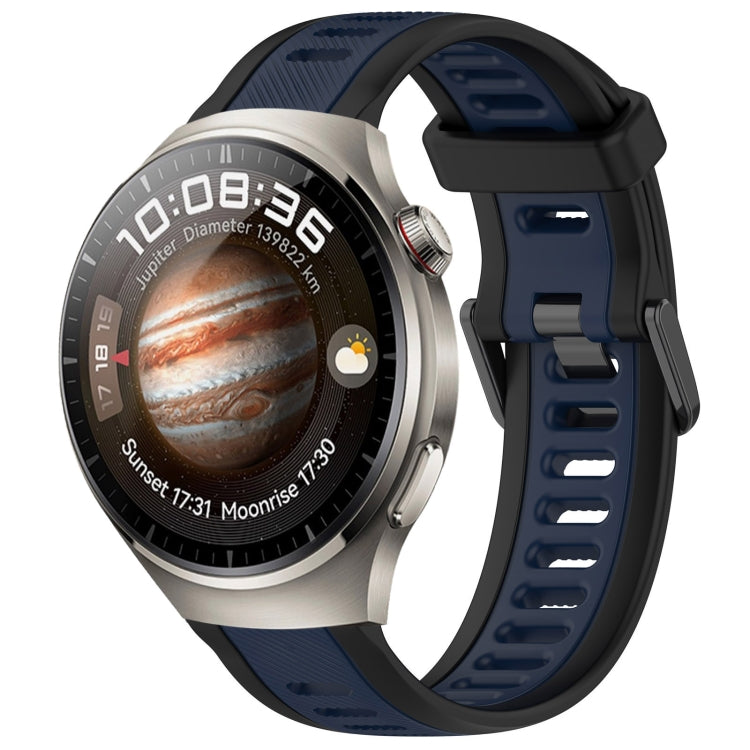 For Huawei Watch 4 Pro 22mm Two Color Textured Silicone Watch Band(Midnight Blue+Black)