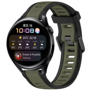 For Huawei Watch 3 22mm Two Color Textured Silicone Watch Band(Green+Black)