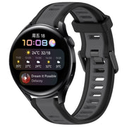 For Huawei Watch 3 22mm Two Color Textured Silicone Watch Band(Grey+Black)