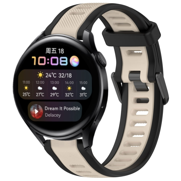 For Huawei Watch 3 22mm Two Color Textured Silicone Watch Band(Starlight + Black)