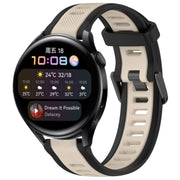 For Huawei Watch 3 22mm Two Color Textured Silicone Watch Band(Starlight + Black)