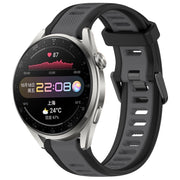 For Huawei Watch 3 Pro 22mm Two Color Textured Silicone Watch Band(Grey+Black)