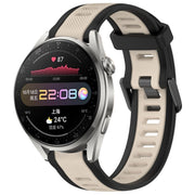 For Huawei Watch 3 Pro 22mm Two Color Textured Silicone Watch Band(Starlight + Black)