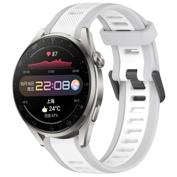 For Huawei Watch 3 Pro 22mm Two Color Textured Silicone Watch Band(White+Grey)