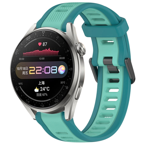 For Huawei Watch 3 Pro 22mm Two Color Textured Silicone Watch Band(Teal)