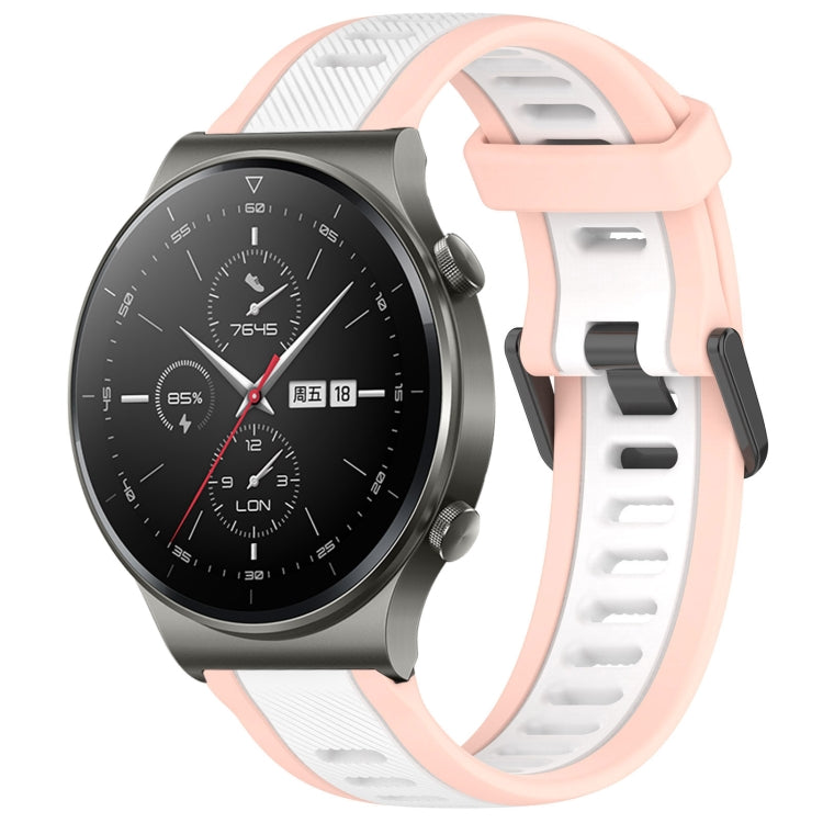For Huawei GT2 Pro 22mm Two Color Textured Silicone Watch Band(White+Pink)