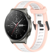 For Huawei GT2 Pro 22mm Two Color Textured Silicone Watch Band(White+Pink)