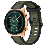 For Honor Watch  GS 4 22mm Two Color Textured Silicone Watch Band(Green+Black)