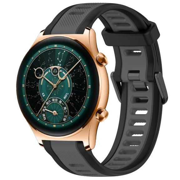 For Honor Watch  GS 4 22mm Two Color Textured Silicone Watch Band(Grey+Black)
