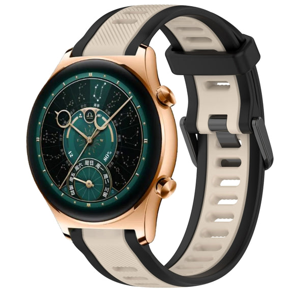 For Honor Watch  GS 4 22mm Two Color Textured Silicone Watch Band(Starlight + Black)