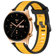 For Honor Watch GS 3 22mm Two Color Textured Silicone Watch Band(Yellow+Black)