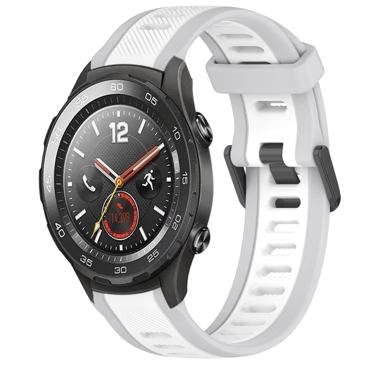 For Huawei Watch 2 20mm Two Color Textured Silicone Watch Band(White+Grey)
