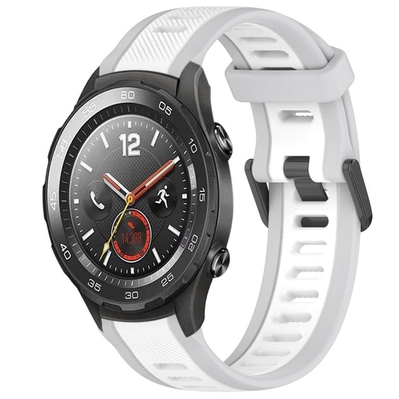 For Huawei Watch 2 20mm Two Color Textured Silicone Watch Band(White+Grey)