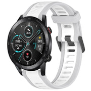 For Honor MagicWatch2 42mm 20mm Two Color Textured Silicone Watch Band(White+Grey)