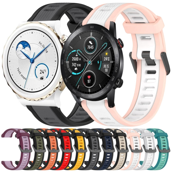 For Honor Watch ES 20mm Two Color Textured Silicone Watch Band(Teal)