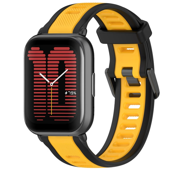 For Amazfit Active 20mm Two-Color Textured Silicone Watch Band(Yellow+Black)