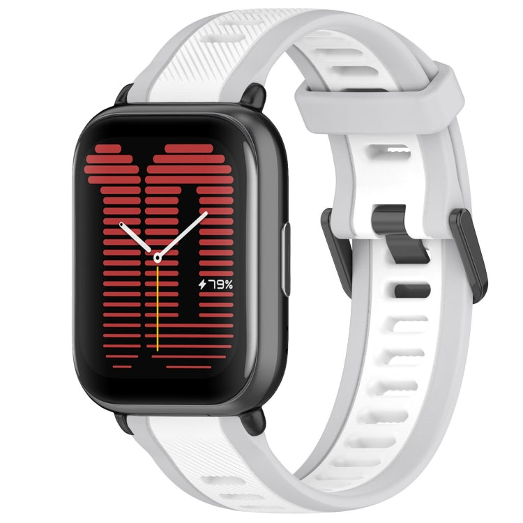 For Amazfit Active 20mm Two-Color Textured Silicone Watch Band(White+Grey)