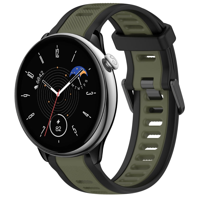 For Amazfit GTR Mini 20mm Two-Color Textured Silicone Watch Band(Green+Black)