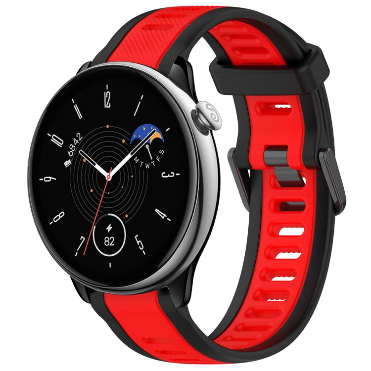 For Amazfit GTR Mini 20mm Two-Color Textured Silicone Watch Band(Red+Black)