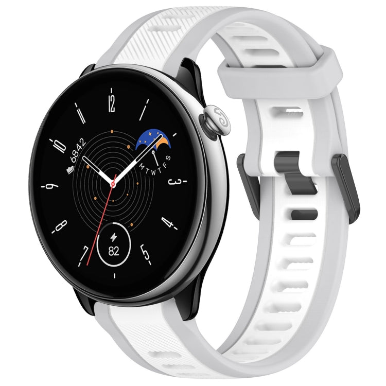 For Amazfit GTR Mini 20mm Two-Color Textured Silicone Watch Band(White+Grey)