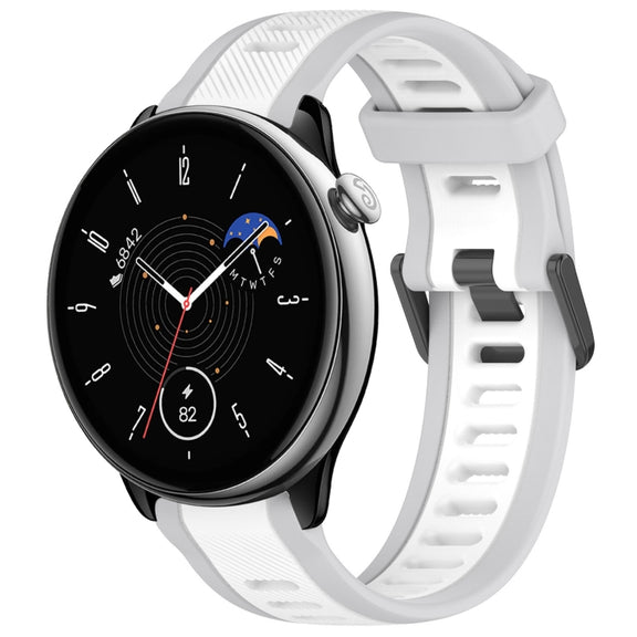 For Amazfit GTR Mini 20mm Two-Color Textured Silicone Watch Band(White+Grey)