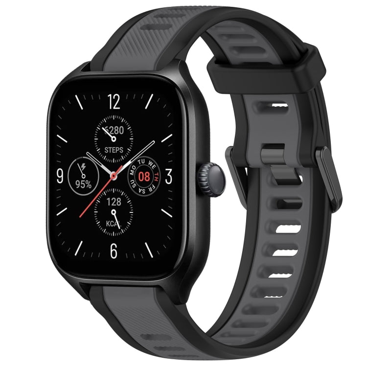 For Amazfit GTS 4 20mm Two-Color Textured Silicone Watch Band(Grey+Black)