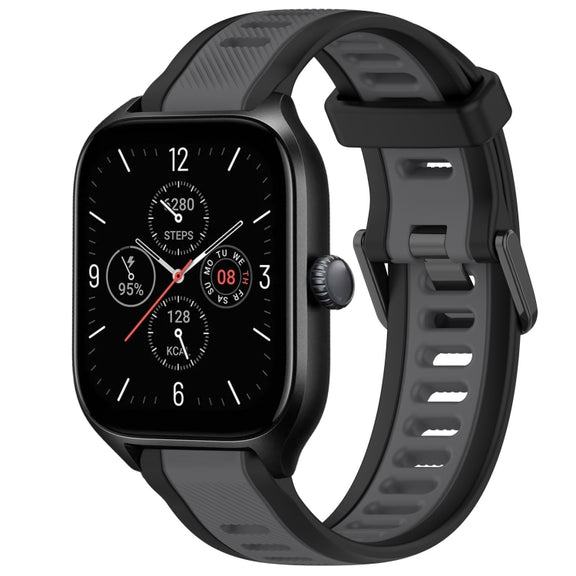 For Amazfit GTS 4 20mm Two-Color Textured Silicone Watch Band(Grey+Black)