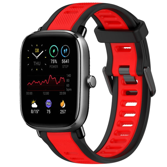 For Amazfit GTS 4 Mini 20mm Two-Color Textured Silicone Watch Band(Red+Black)