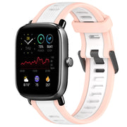 For Amazfit GTS 4 Mini 20mm Two-Color Textured Silicone Watch Band(White+Pink)