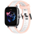 For Amazfit GTS 3 20mm Two-Color Textured Silicone Watch Band(White+Pink) - Watch Bands by PMC TechLife | Online Shopping South Africa | PMC TechLife