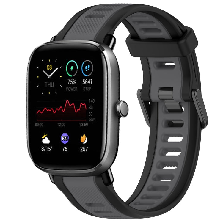 For Amazfit GTS 2 Mini 20mm Two-Color Textured Silicone Watch Band(Grey+Black)