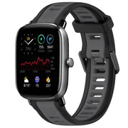 For Amazfit GTS 2 Mini 20mm Two-Color Textured Silicone Watch Band(Grey+Black)