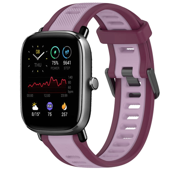 For Amazfit GTS 2 Mini 20mm Two-Color Textured Silicone Watch Band(Purple)