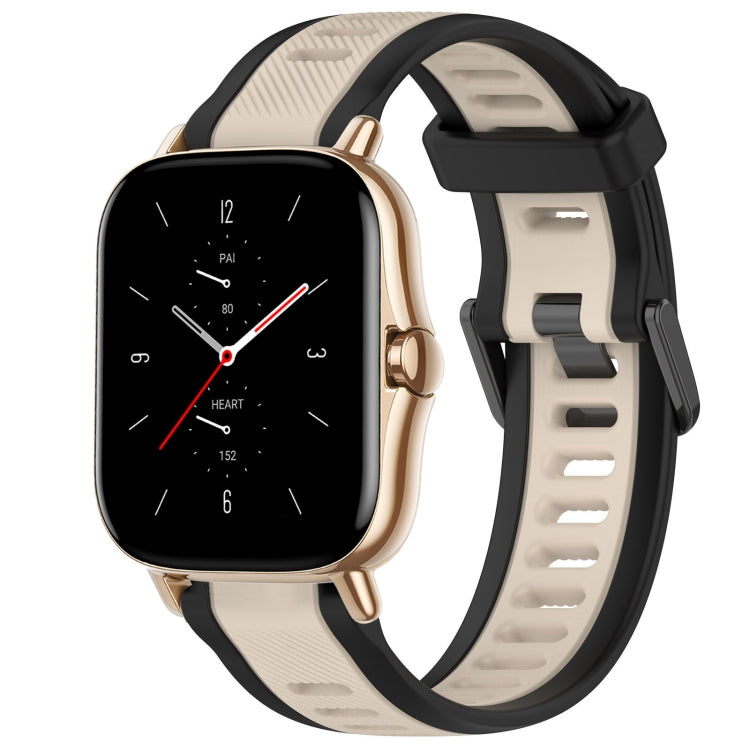 For Amazfit GTS 2 20mm Two-Color Textured Silicone Watch Band(Starlight + Black)