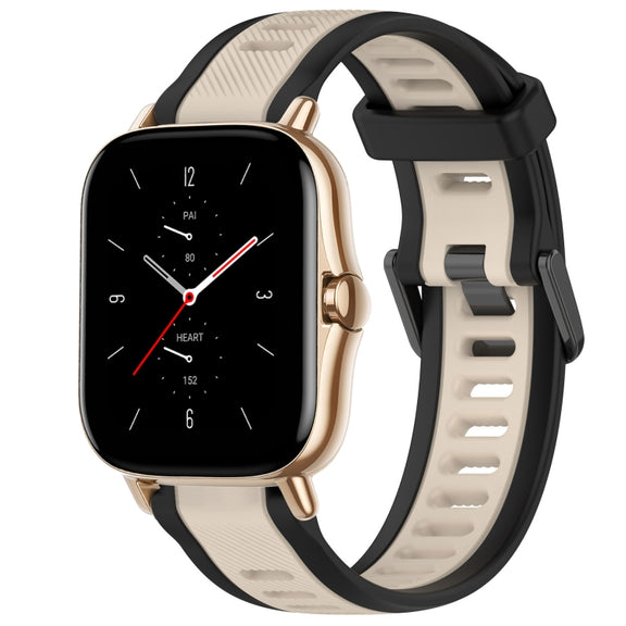 For Amazfit GTS 2 20mm Two-Color Textured Silicone Watch Band(Starlight + Black)