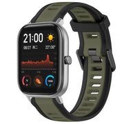 For Amazfit GTS 20mm Two-Color Textured Silicone Watch Band(Green+Black)