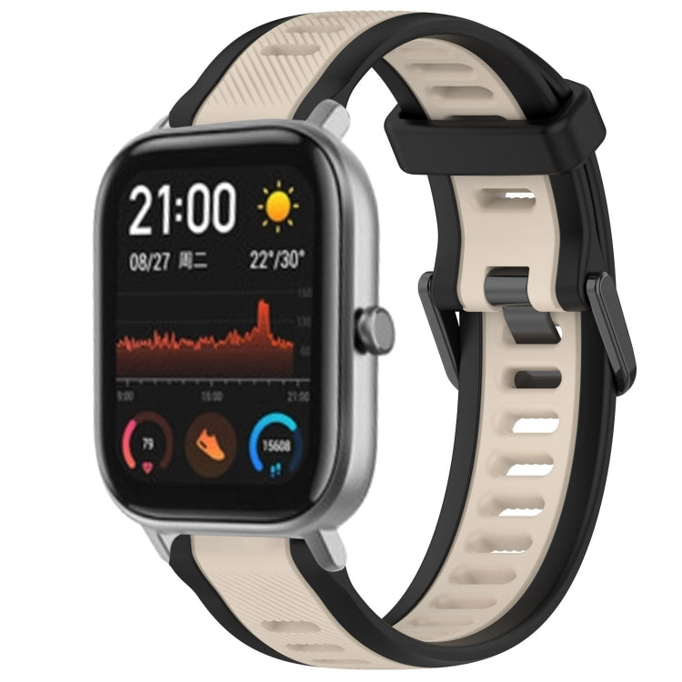 For Amazfit GTS 20mm Two-Color Textured Silicone Watch Band(Starlight + Black)
