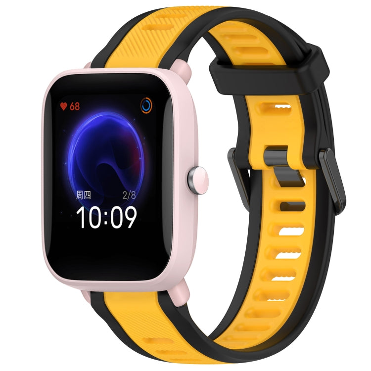 For Amazfit Pop Pro 20mm Two-Color Textured Silicone Watch Band(Yellow+Black)