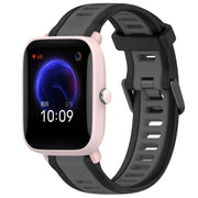 For Amazfit Pop Pro 20mm Two-Color Textured Silicone Watch Band(Grey+Black)